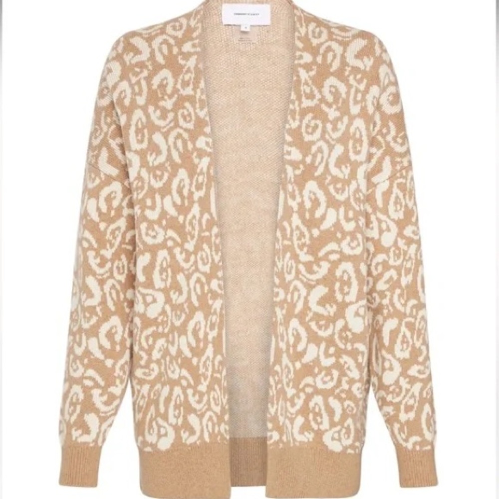 CURRENT ELLIOTT Cashmere Cotton Tan Leopard Print Cardigan Sweater ‼️$475 RETAIL